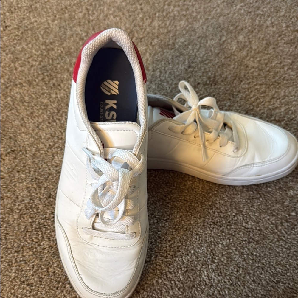 K-Swiss Classic White Sneakers with Red Detail